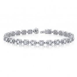 4 Karat Rund Und Baguette Echt Diamant Damen Tennisarmband Gold 14K