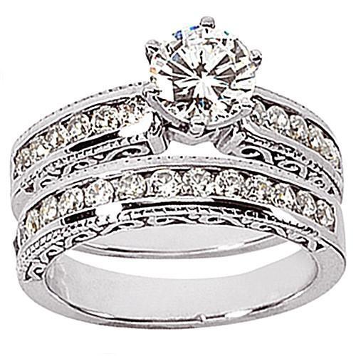 4 Karat Wunderschönes Echt Diamant-Verlobungsring-Set
