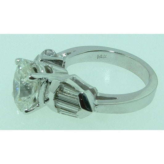 4,01 Ct. Oval & Baguette Echt Diamant 3 Steine Verlobungsring Weißgold