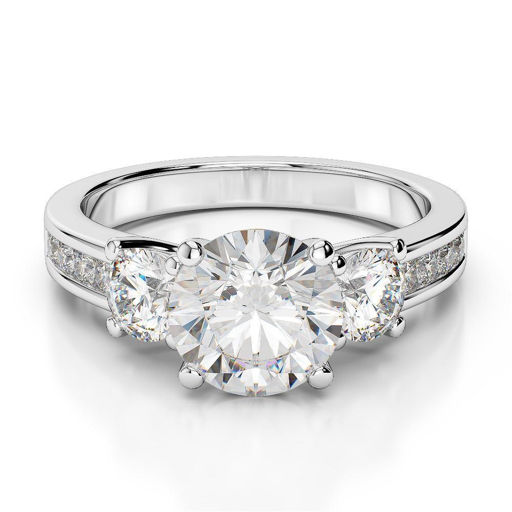 4,25 Karat Runde Natürliche Diamanten 3 Steine Ehering Weiß 14K