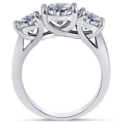 4,31 Karat Runde Echt Diamanten 3 Steine Stil Hochzeitstag Ring