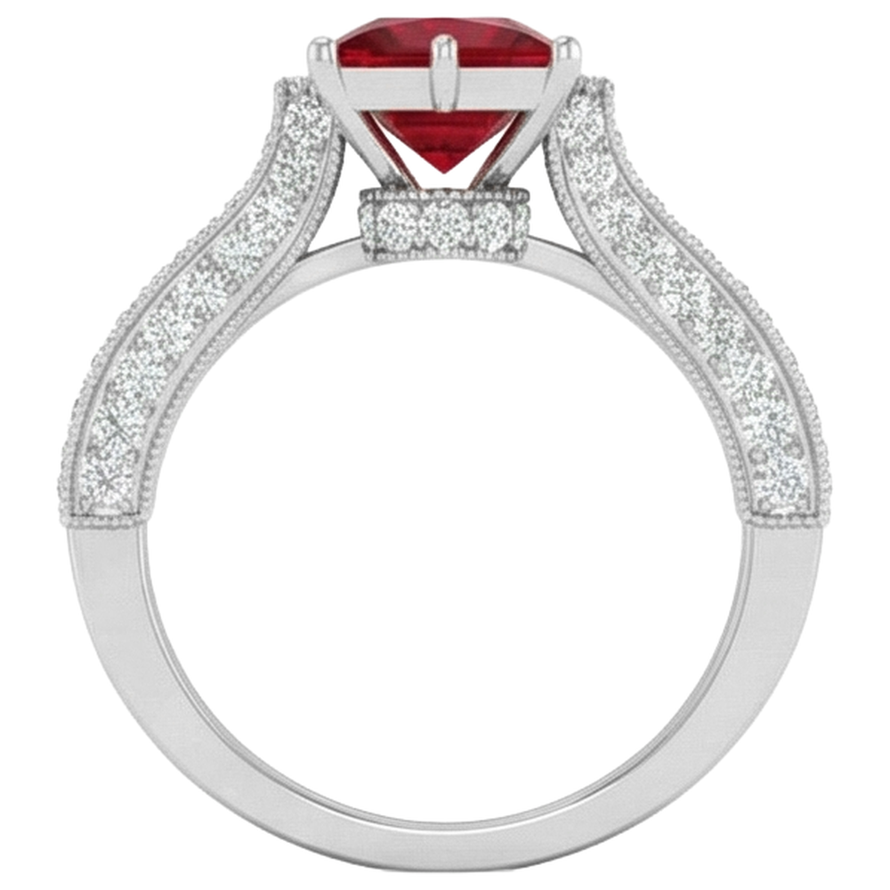 echter princess rubin 4.35Karat ring mit Diamantbesatz