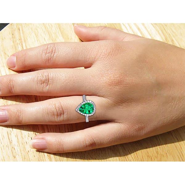 4,40 Karat Grön Smaragd mit Diamantring Weißgold Feiner Damenschmuck