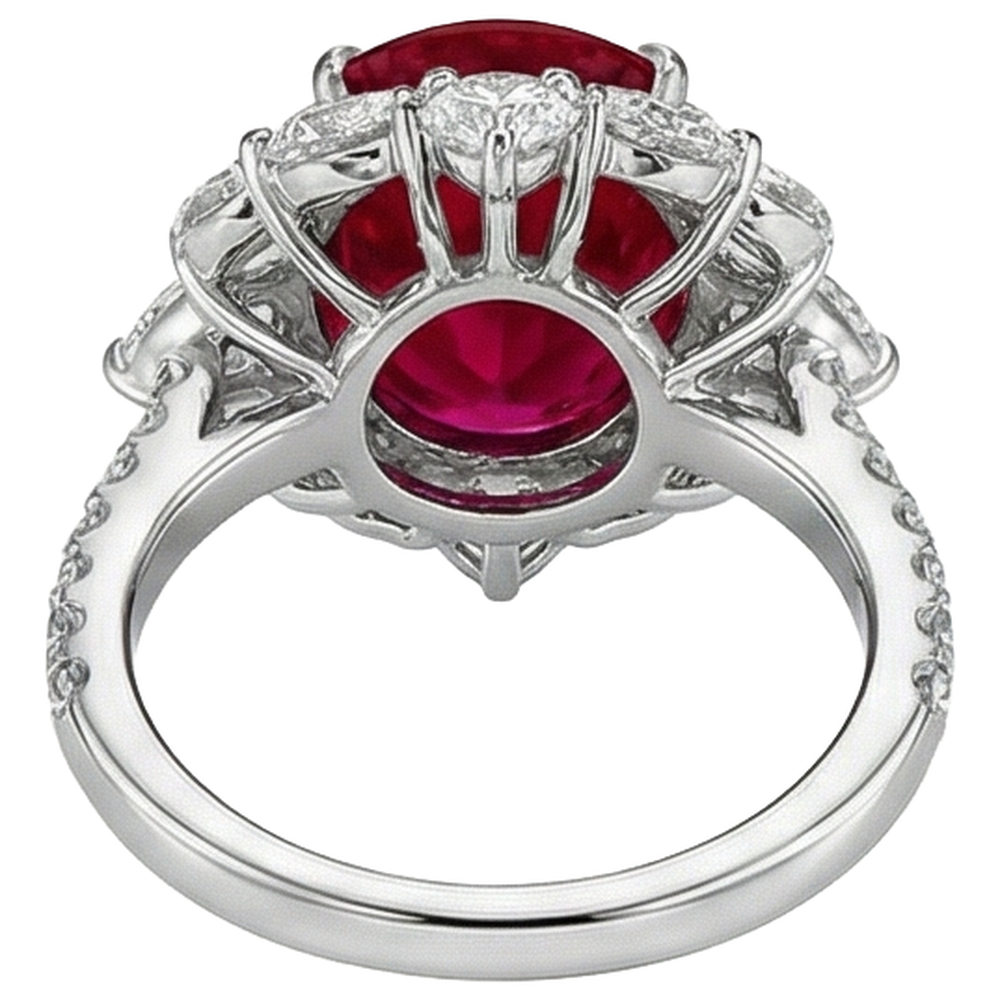 echter oval rubin 4.50Karat ring auf Weiß