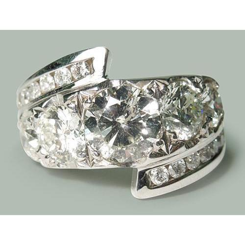 4,55 Karat Runde Echt Diamanten Ehering Und Band Set