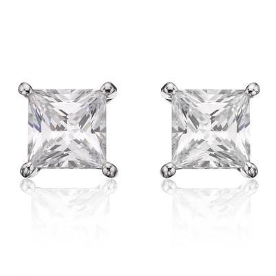 4,5 Ct Princess Cut Krappenset Echt Diamant Ohrstecker 14K Weißgold