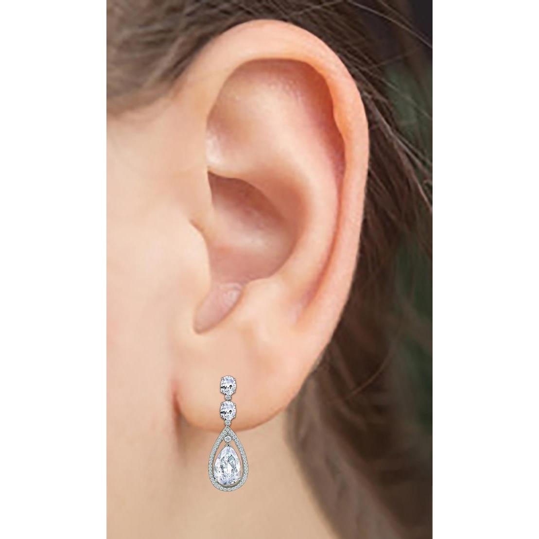 4 Karat Diamant Ohrhänger Paar Birnen Natürliche Diamant Ohrhänger