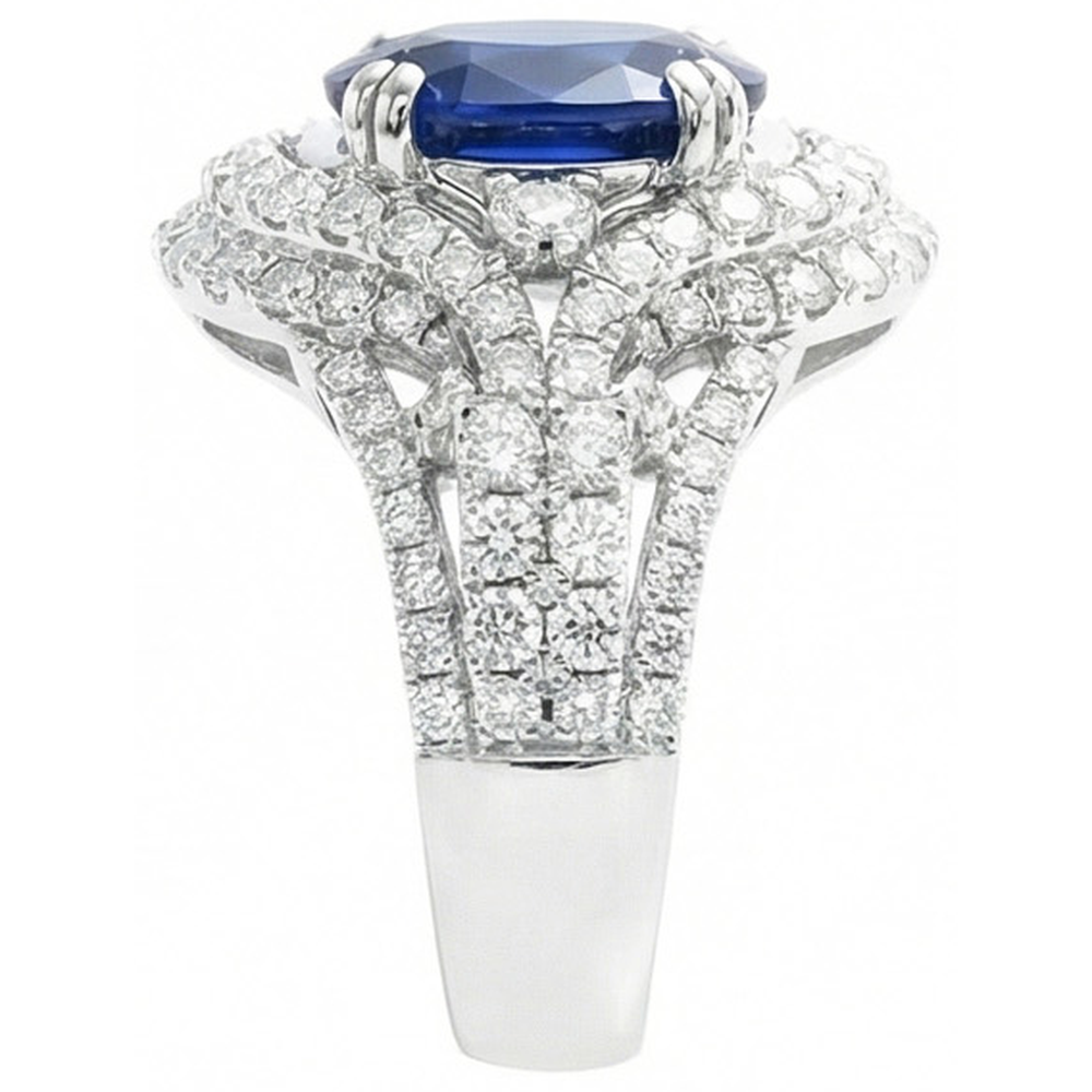 5 Karat Oval Ceylon Sri Lanka Saphir Diamant Ring Weißgold 14K