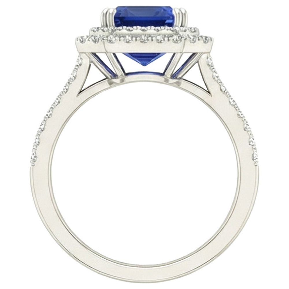 5 ct. Blauer Saphir mit Diamantring Solitär mit Akzenten Schmuck