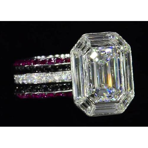 5.50 Karat Einzigartiger Smaragd-Natürliche Diamant-Jubiläumsring
