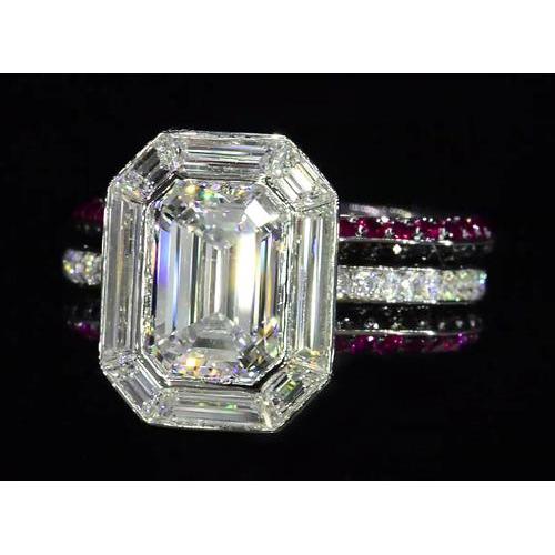 5.50 Karat Einzigartiger Smaragd-Natürliche Diamant-Jubiläumsring