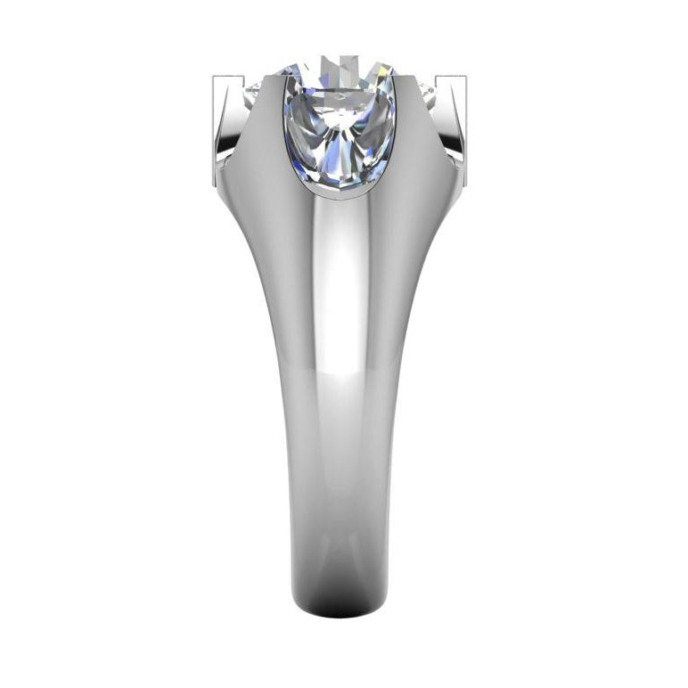 Herrenring 10K White Gold mit Brillant – Profilansicht