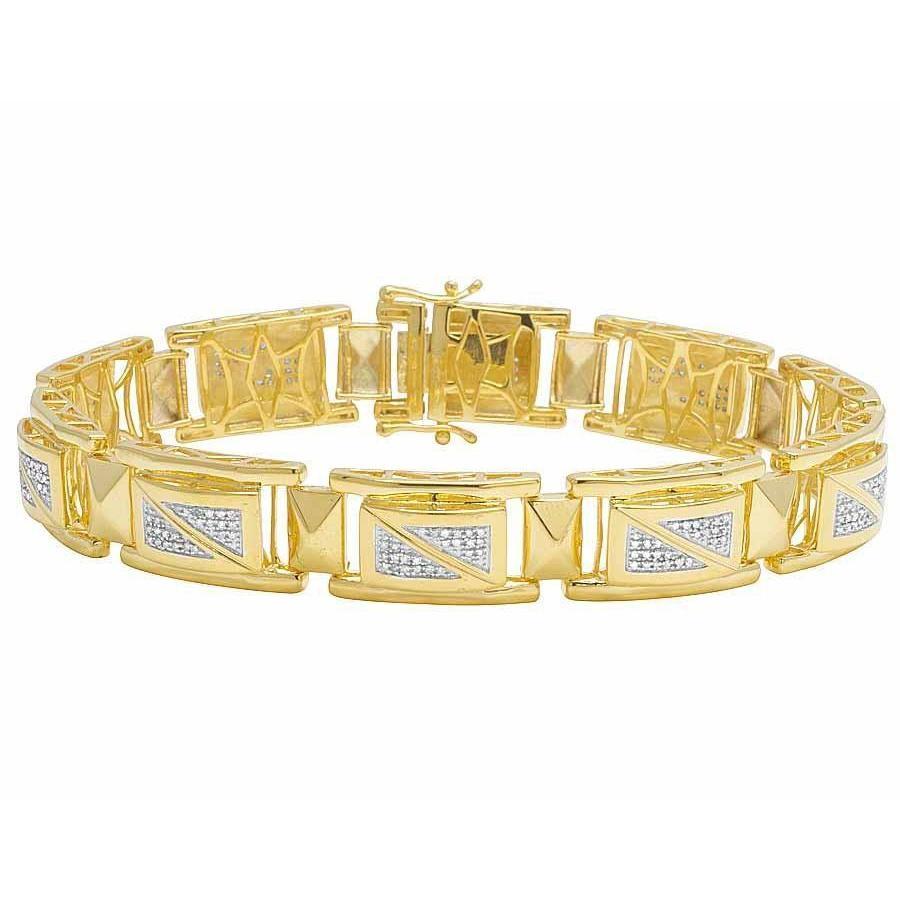 5 Karat Feiner Rundschliff Natürliche Diamant Herren Armband Gelbgold 14K