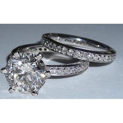 5 Karat Natürliche Diamant-Verlobungsring Und Band Set Weißgold 14K