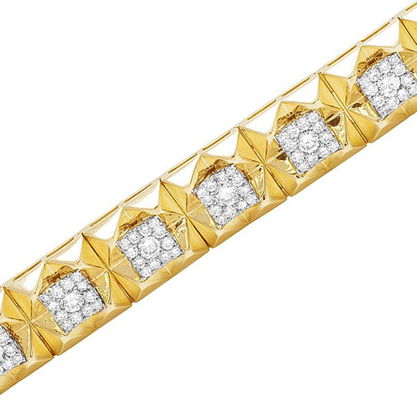 5 Karat Natürliche Diamant Quadrat Herren Armband Gelbgold 14K