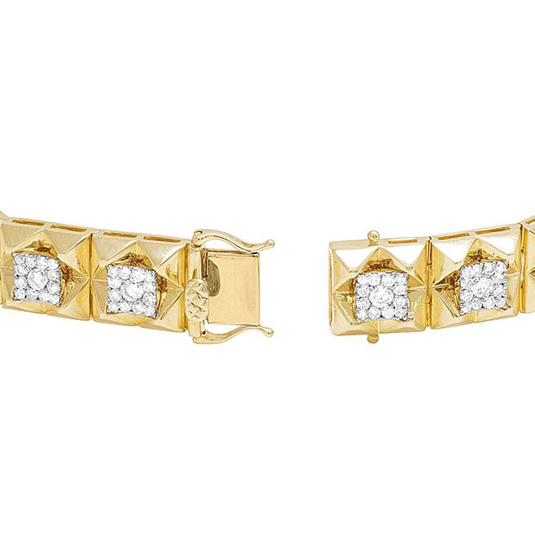 5 Karat Natürliche Diamant Quadrat Herren Armband Gelbgold 14K