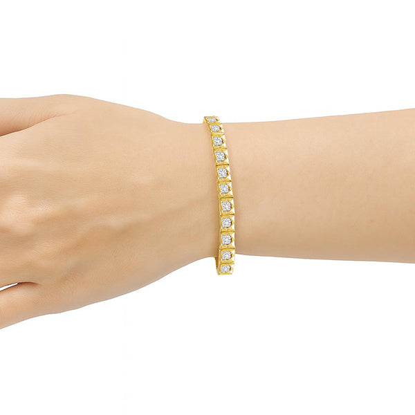 5 Karat Natürliche Diamant Quadrat Herren Armband Gelbgold 14K