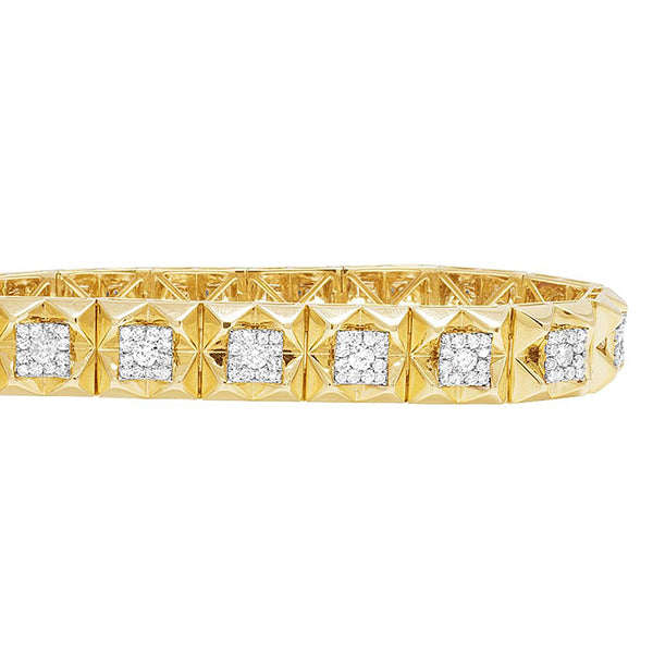 5 Karat Natürliche Diamant Quadrat Herren Armband Gelbgold 14K