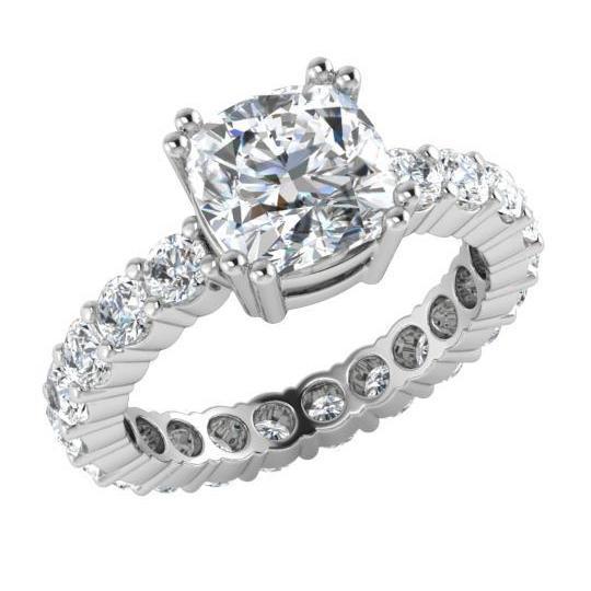 5 Karat Natürliche Diamantring Kissenschliff Weißgold 14K