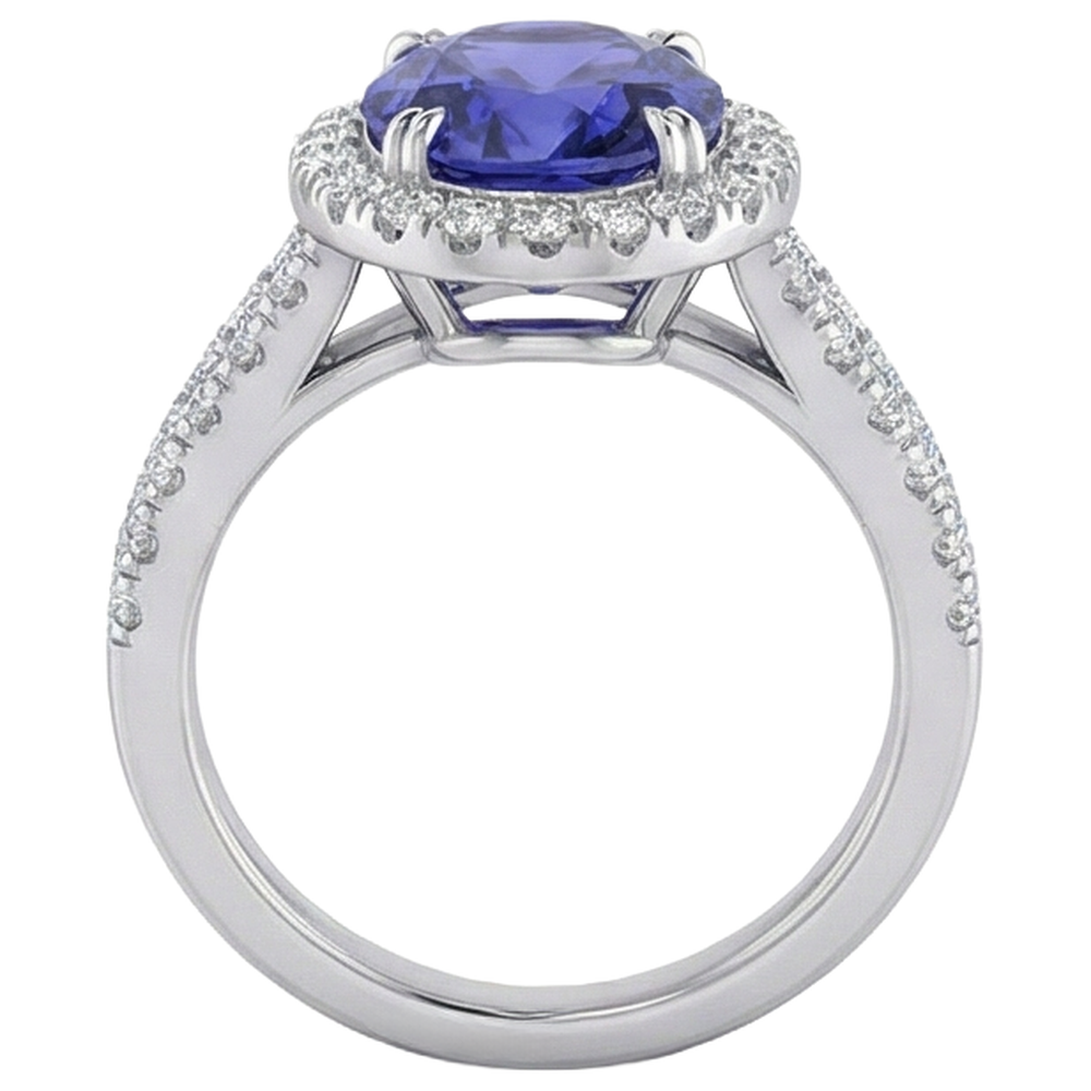 echter oval tansanit 4.75Karat ring auf Weiß