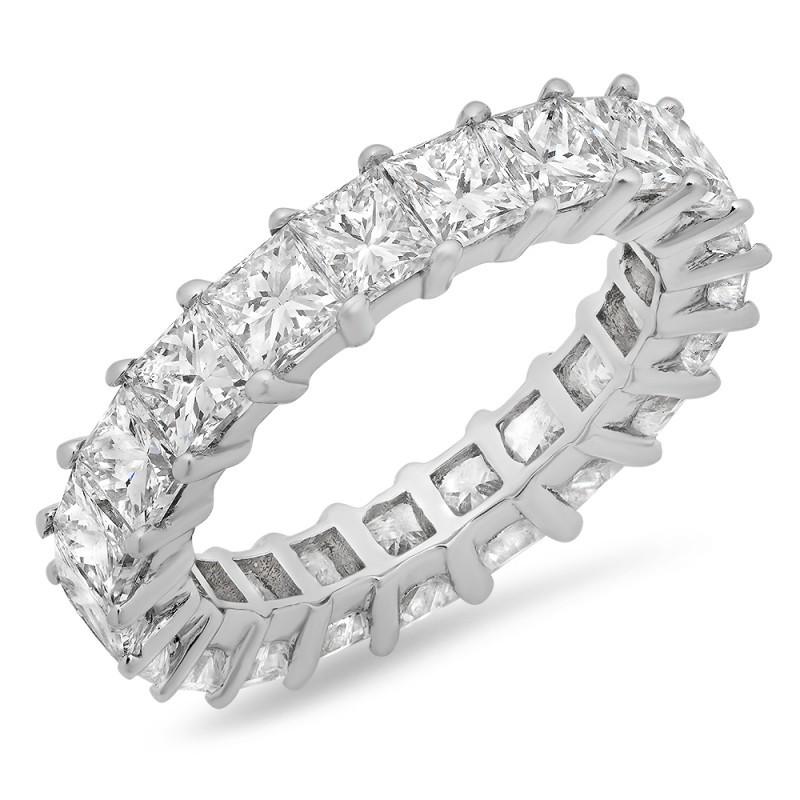 5,25 Karat Prinzessin Natürliche Diamanten Ewigkeit Band Weißgold 14K
