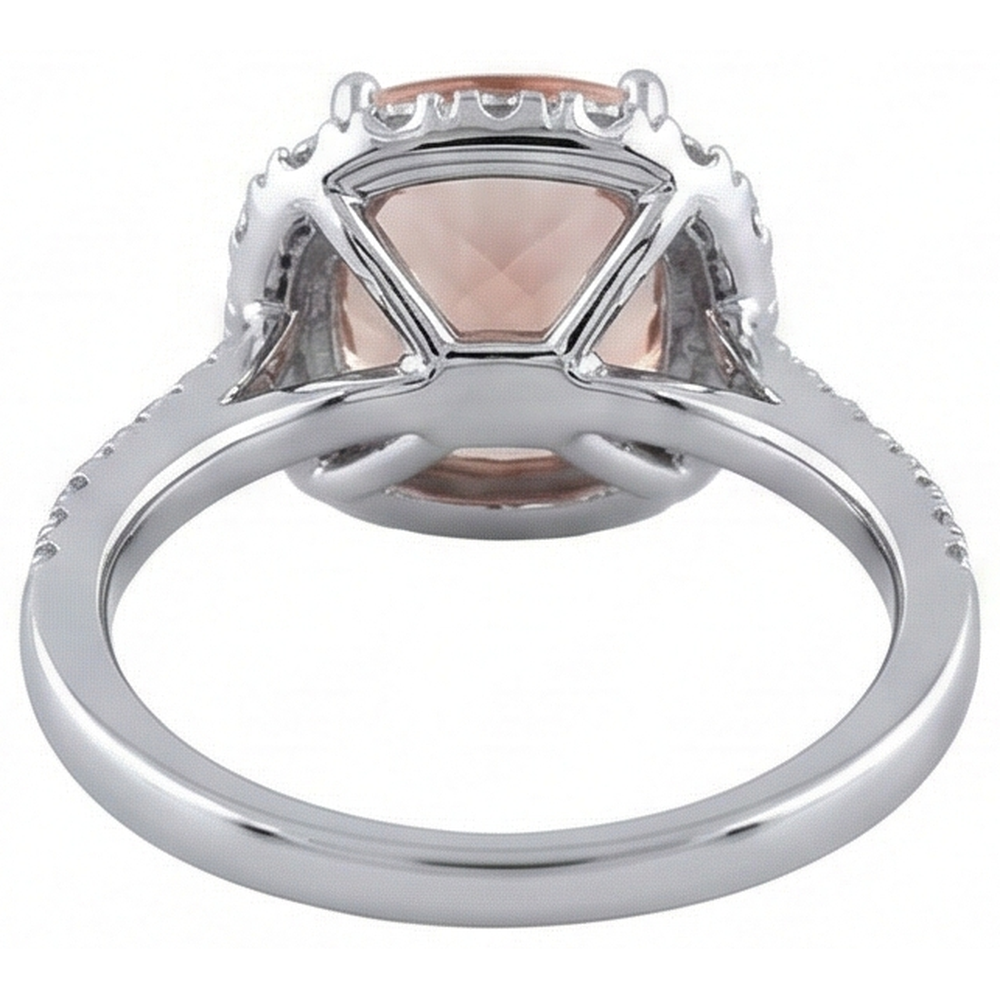 6.50 ct Kissen Morganit und Diamanten Ring Gold 14K