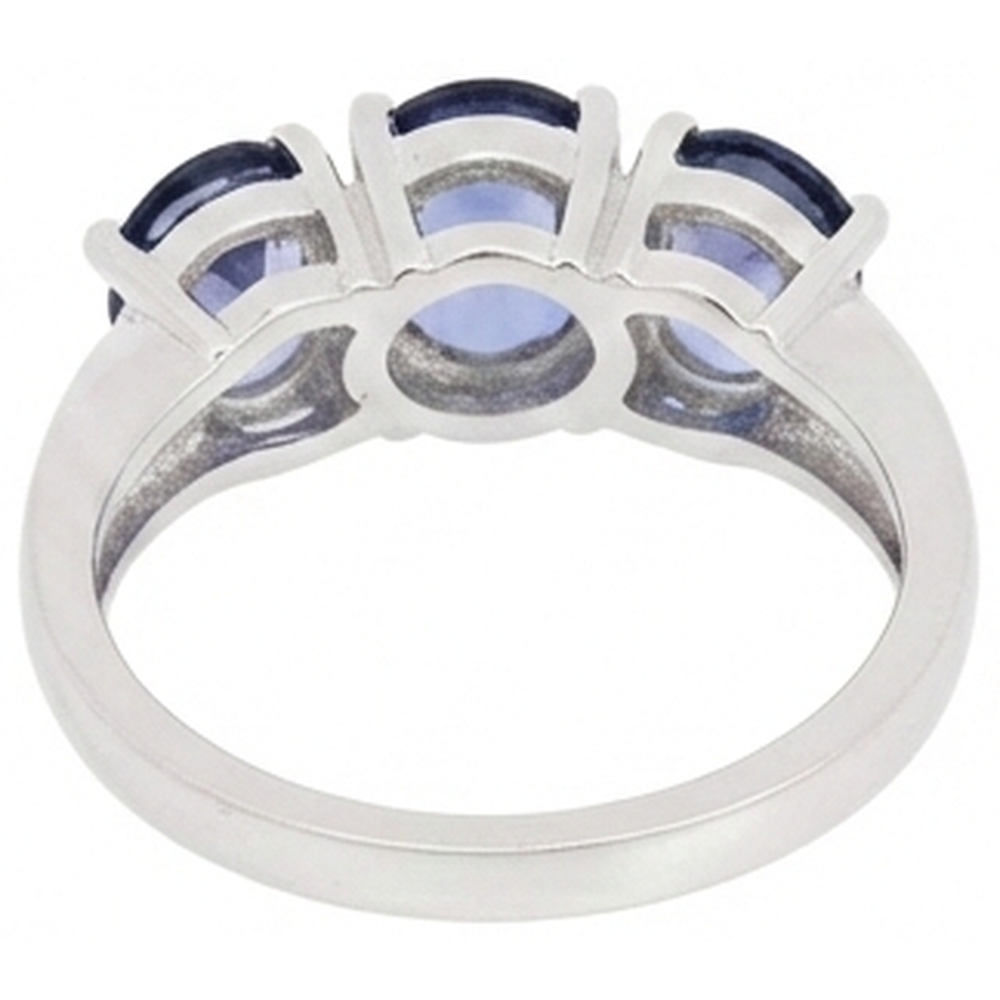 6 Karat Blauer Tansanit Ring Weißgold 3 Stein Edelsteine Neu