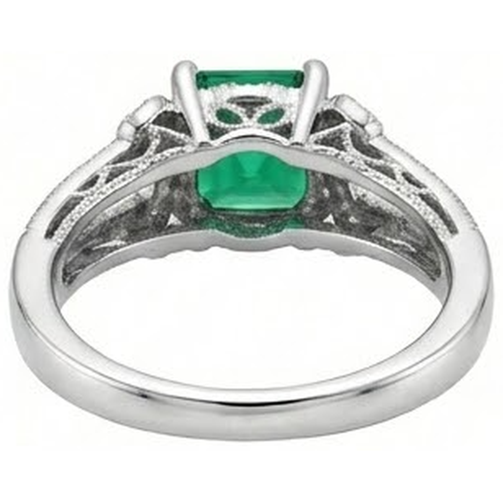 6 Karat Grön Smaragd-Diamant-Ring im Princess-Schliff Weißgold Feiner Schmuck