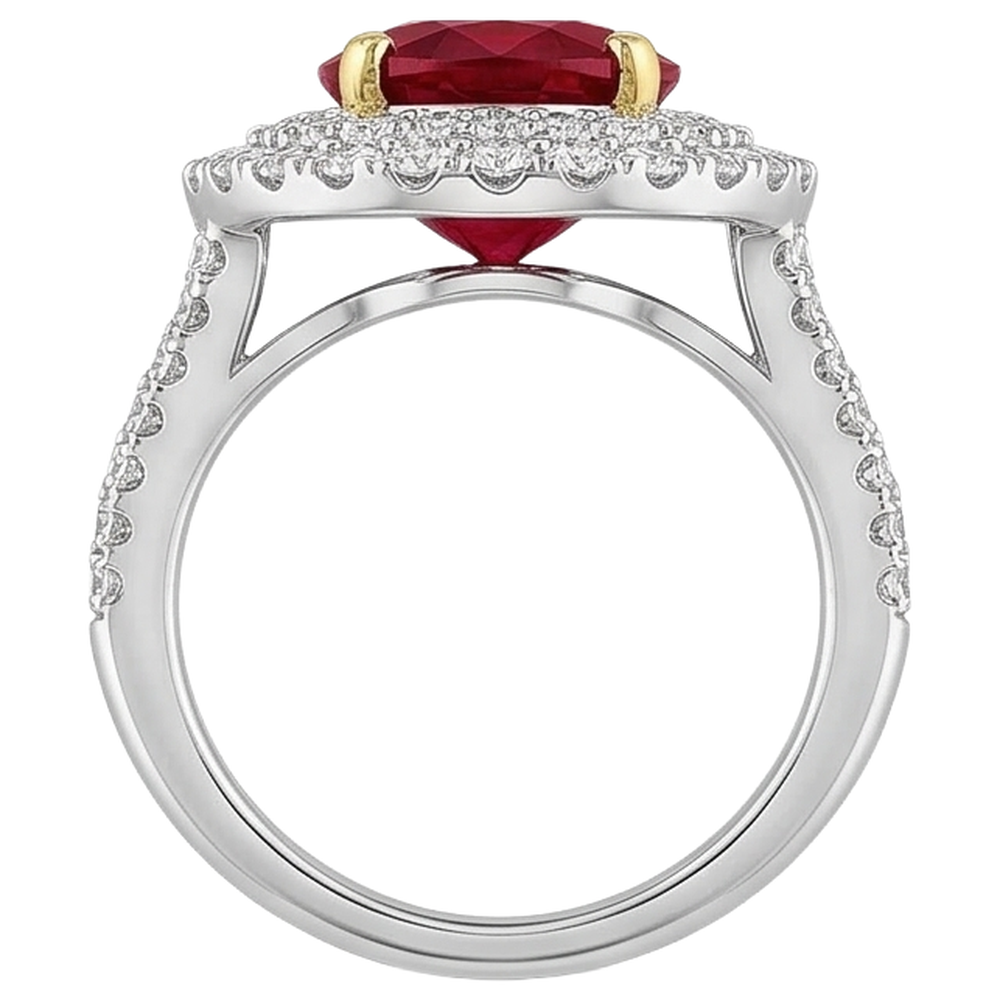 6 Karat Roter Rubin Mit Diamanten Ring Krappenset Gold 14K