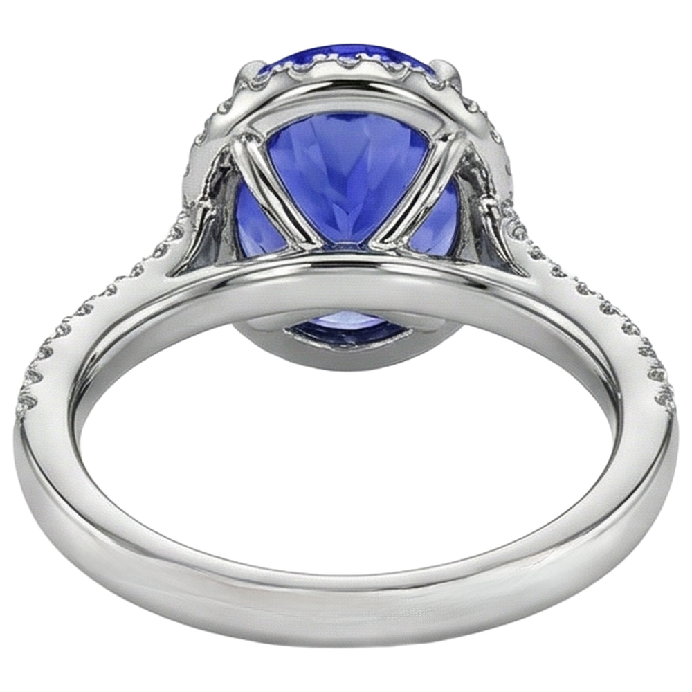echter oval tansanit 6.85Karat ring mit Diamantbesatz