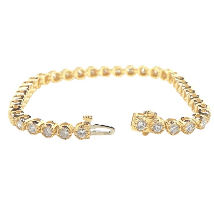 7,40 Ct Rundschliff Natürliche Diamant Tennisarmband Gelbgold Schmuck