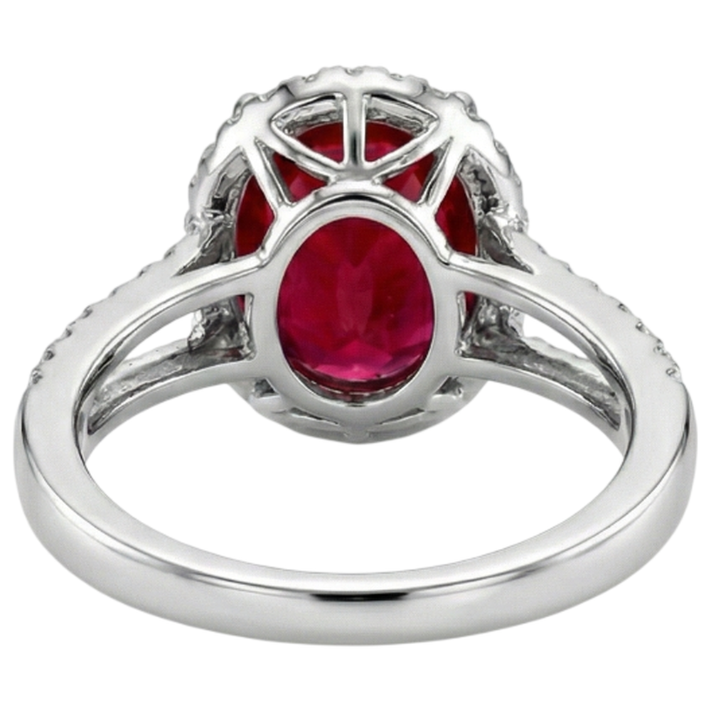 7,50 ct Diamant und roter Rubin Edelstein Ring Schmuck 14K Weißgold 14K