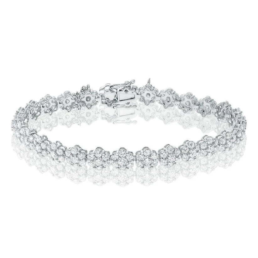 7,80 Karat Rundschliff Wunderschönes Echte Diamant Damenarmband 14K Weißgold