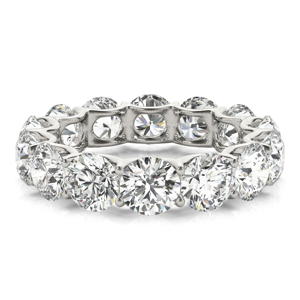 Rund-Brillant Diamant Ring in 14K Weißgold – Schrägansicht