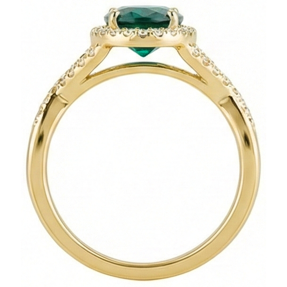 8 Karat grüner Smaragd-Stein-Ring mit Natürlicher Diamants ( nicht im Labor gezüchtet )chmuck Gelbgold 14K
