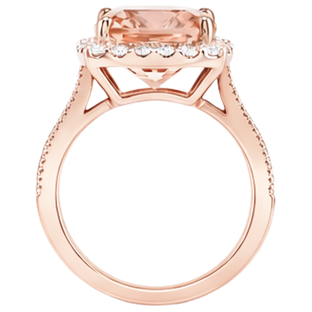 9.50 Kt Halo Morganit mit Diamanten Ehering Roségold