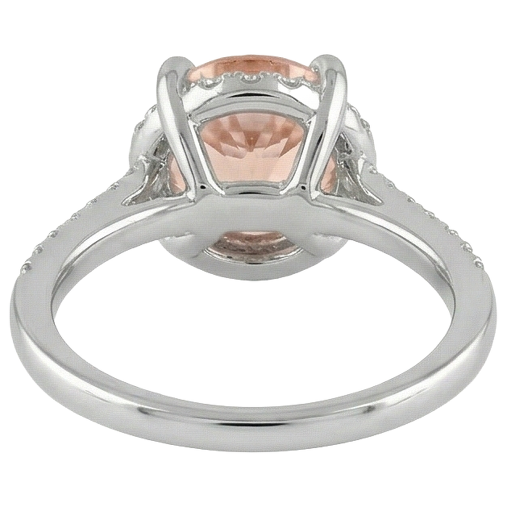 echter round morganit 9.75Karat ring mit Diamantbesatz