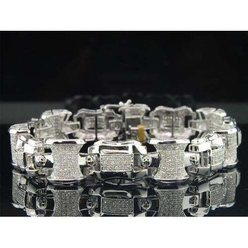 9.50 Karat Rundschliff Natürliche Diamant Herren Armband Weißgold 14K