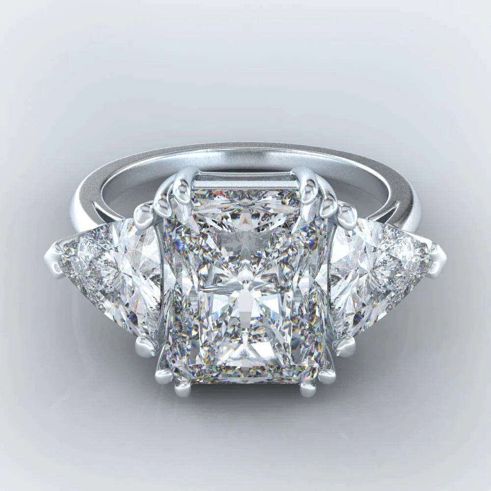 9 Karat Strahlender Trilliant-Echt Diamantring