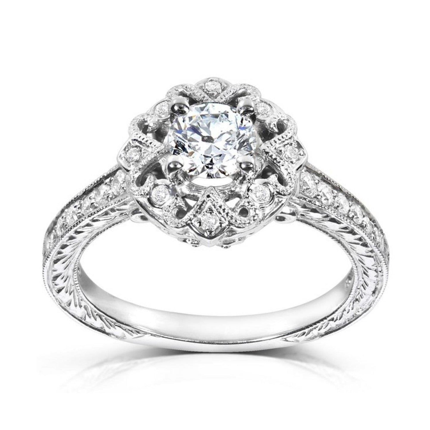 Antik-Stil Echt Diamant-Verlobungsring 2,25 Karat Weißgold Schmuck
