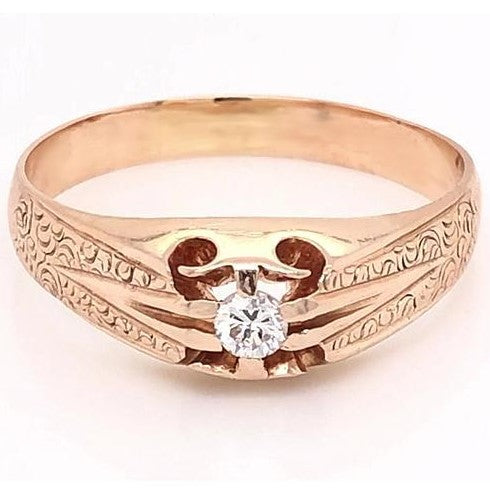 Antik Stil Zigeuner Herren Natürliche Diamantring 0,50 Karat Filigran