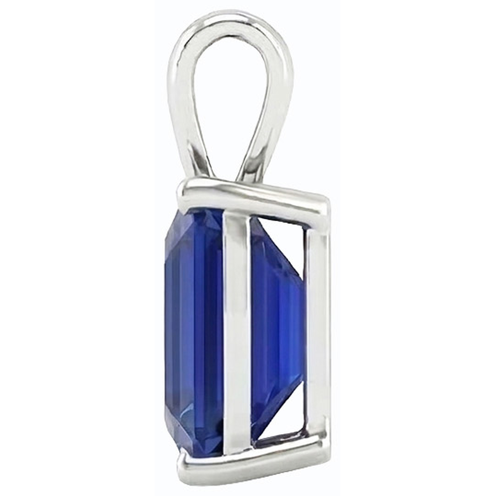 Asscher Blauer Saphir Solitär Anhänger Gold Damenschmuck 5 Karat