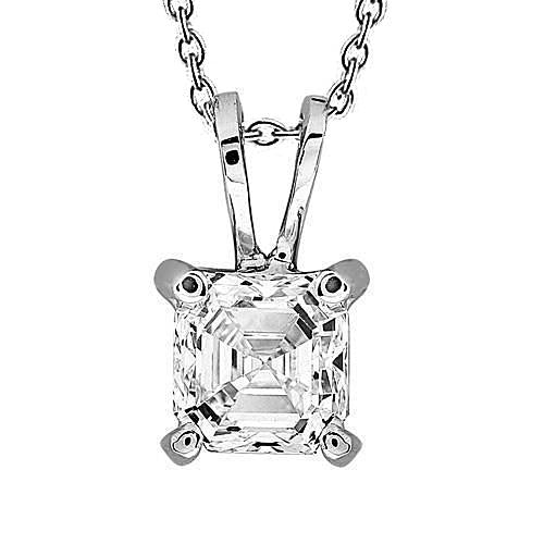 Asscher Cut 1 Karat Solitär-Natürliche Diamant-Anhänger-Halskette 14K Weißgold