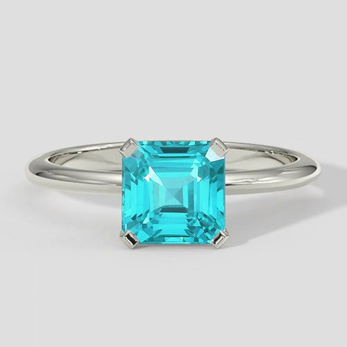 Asscher Paraiba Ring Solitär 14k