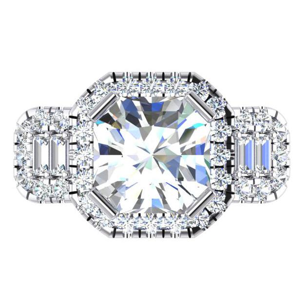 Asscher Schliff Mit Akzenten Echt Diamant Ring