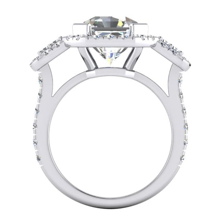 Asscher Schliff Mit Akzenten Echt Diamant Ring