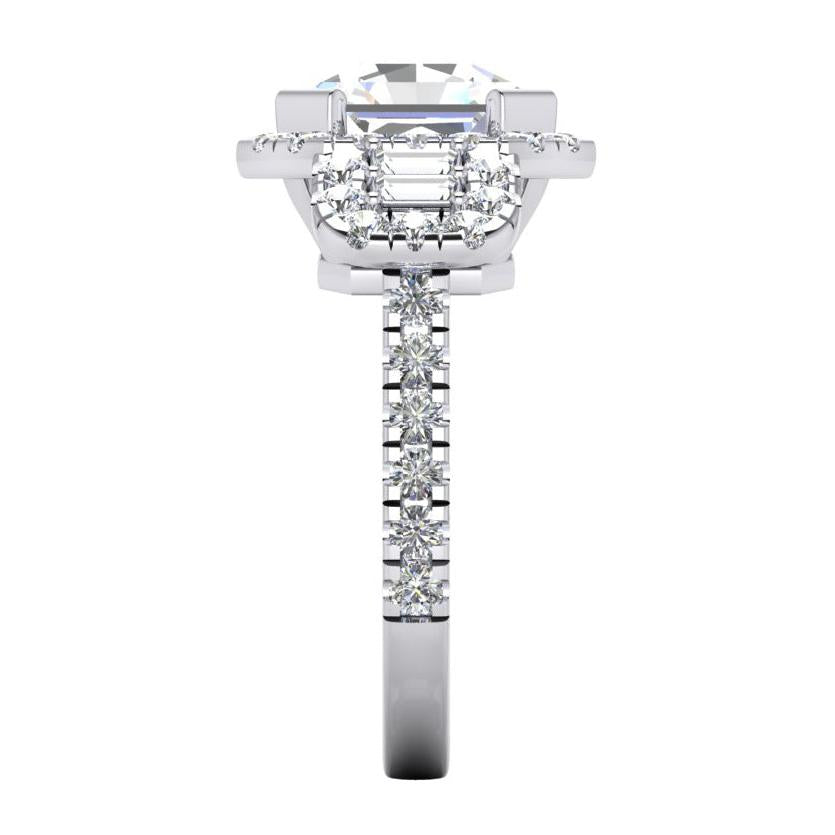 Asscher Schliff Mit Akzenten Echt Diamant Ring