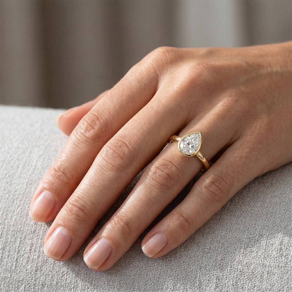 Authentischer Brillant Solitär-Verlobungsring – 14K Gelbgold