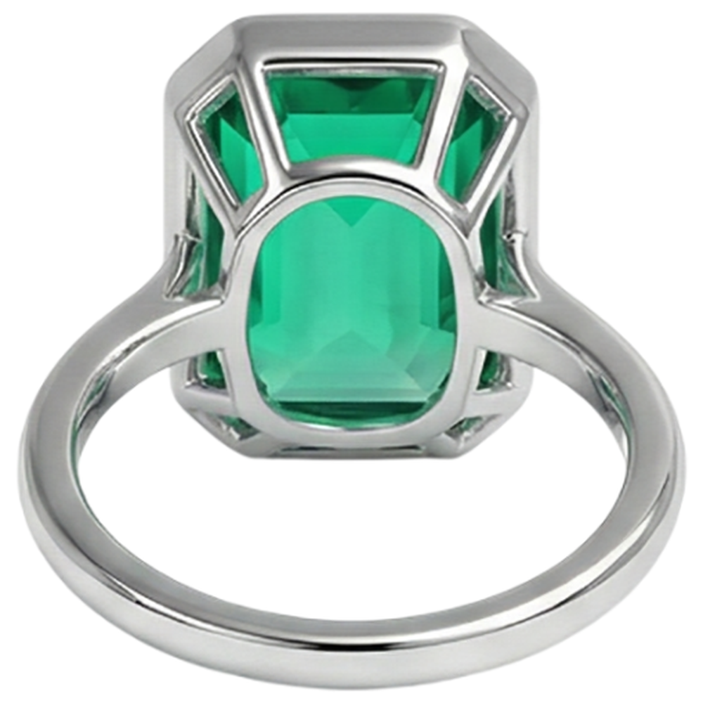 Smaragd-Schliff Smaragd Ring in 14K Weißgold – Detailansicht