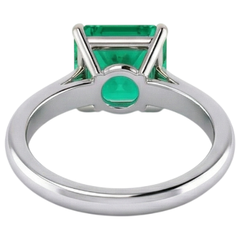 Authentischer Smaragd Schmuckstein-Ring 5 Karat Bicolor 14K Gold – Rückansicht